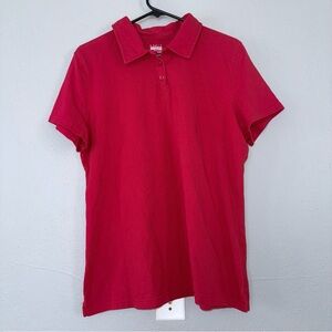 Basic Editions Woman Polo Shirt Size XL Red Short Sleeve Cotton Blend